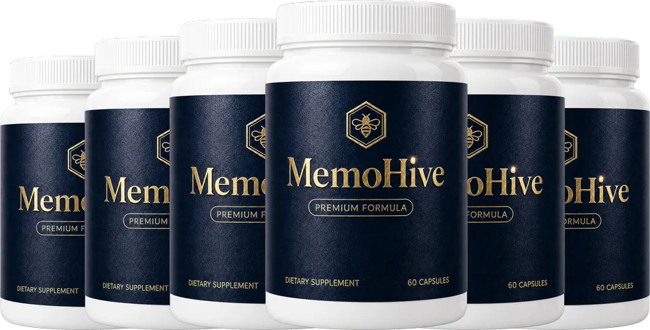 Bottles of MemoHive memory support capsules photographed for the Clearline review
